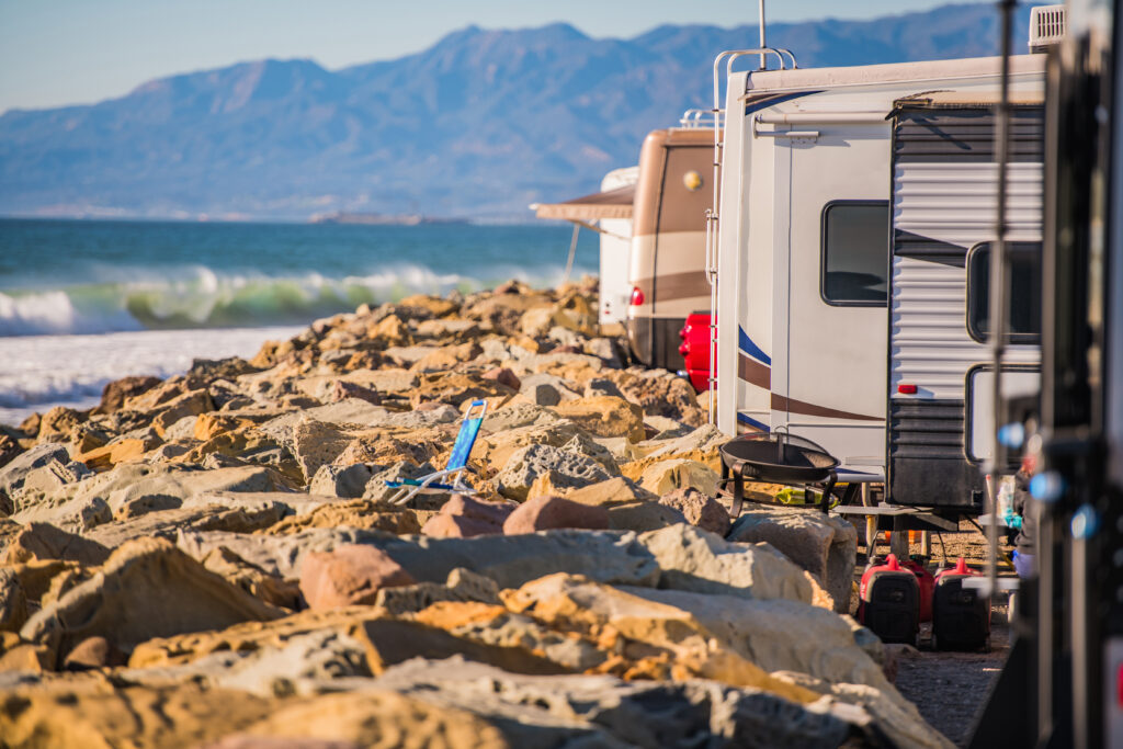 RV Motorhomes Along Ventura Beach California